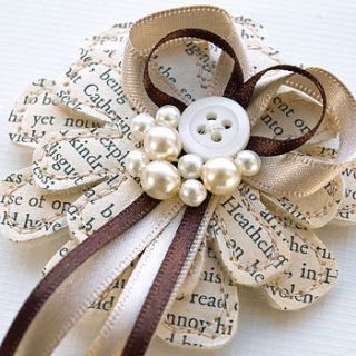 pearl literary flower corsage by nellie and elsie