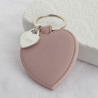 personalised sterling silver heart and leather keyring by hurley burley
