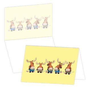 ECOeverywhere Mooning Moose Boxed Card Set, 12 Cards and Envelopes, 4 x 6 Inches, Multicolored (bc11909)  Blank Postcards 