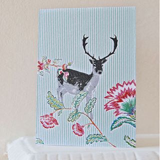floral stag greeting card by daniel croyle