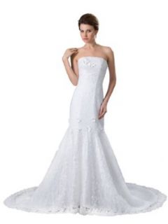 Topwedding Lace over Satin Mermaid Gown with Pearls and Appliques Dresses