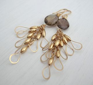 smoky quartz long little wing earrings by sarah hickey