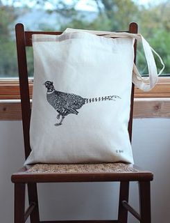 pheasant game bird print cotton tote bag by bird