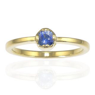 ethical blue sapphire ring in 18ct gold by lilia nash jewellery