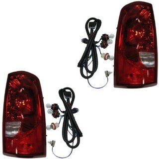 03 2003 Chevrolet/Chevy Silverado 1500 2500 (Except 3500) Pickup Truck Tail Lamp Light Rear Brake Taillight Taillamp (including HD heavy duty) Fleetside with Red Outer Trim Pair Set Right Passenger AND Left Driver Side Automotive