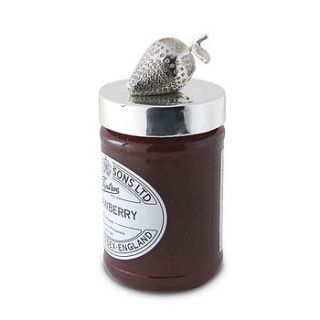 strawberry jam jar lid with strawberry jam by whisk hampers