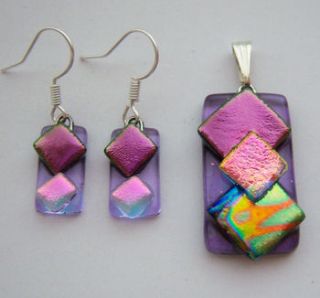 dichroic glass necklace and earrings set by sassy gifts