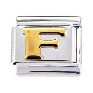 Gold Puffy Letter F Italian Charm Body Candy Jewelry