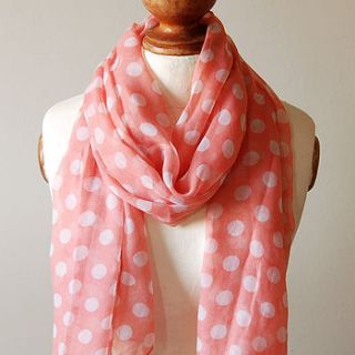 coral big polka dot scarf by highland angel