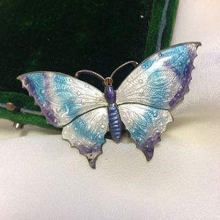 vintage silver enamel butterfly brooch by iamia
