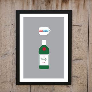 'love coffee, worship gin' print by loveday designs