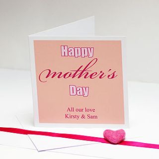 personalised message mother's day card by spotty n stripy
