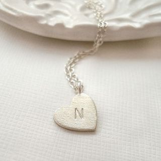personalised silver brushed heart necklace by mia belle