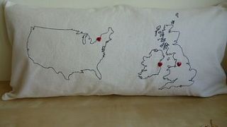 personalised any two country map cushion by thread squirrel