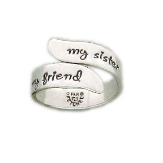 Far Fetched Adjustable Sterling Silver Sister, Friend Ring Jewelry