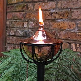 copper bowl oil burning garden torch by london garden trading