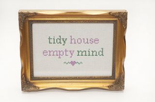 'tidy house empty mind' cross stitch art by the bellwether