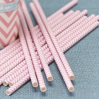 pastel pink chevron party paper straws by ginger ray