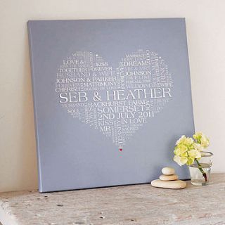 personalised wedding word art print by cherry pete