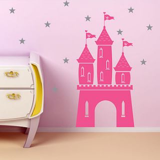 magical fairy castle and stars wall sticker by snuggledust studios