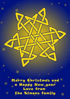 celtic christmas star card pack of six by the poetry studio