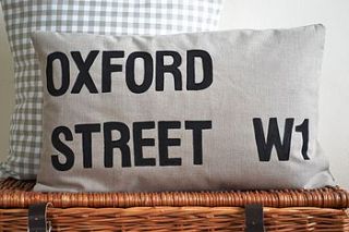 personalised street sign cushion cover by bluebells & bunting