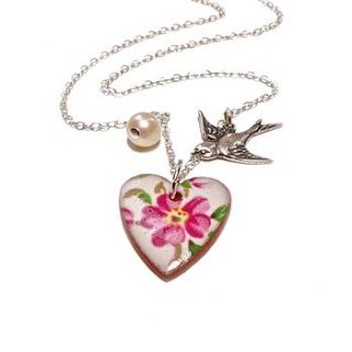 ceramic rose heart charm necklace by eve&fox