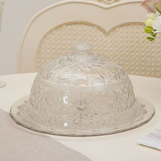 glass cake plate with cloche by dibor