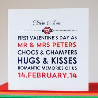 personalised couples 'first valentine's' card by come for a dream