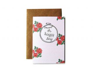 'oh happy day' embroidery hoop card by scissor monkeys