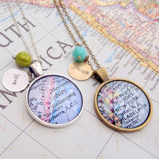 personalised location map pendant necklace by evy designs