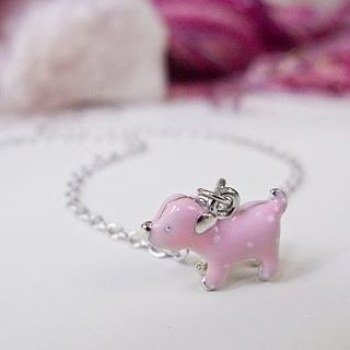 pink dog necklace for girls by tales from the earth