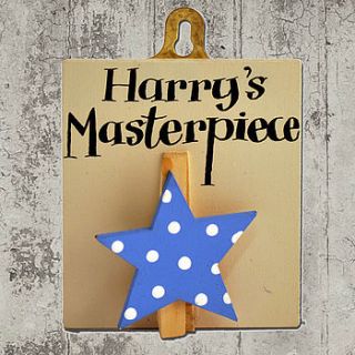 personalised 'this week's masterpiece' peg by angelic hen