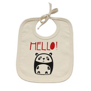 'hello' panda organic cotton bib by nell