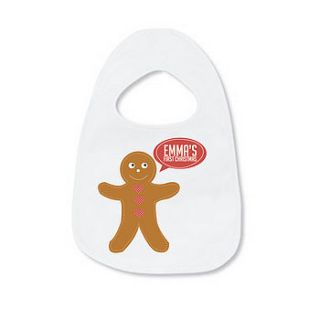 personalised gingerbread bib by little baby boutique