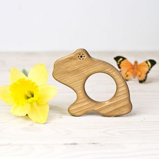 the big hungry frog organic baby teether by wooden toy gallery
