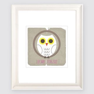 personalised mounted owl print by onneke