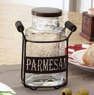 parmesan glass condiment holder jar with caddy by dibor