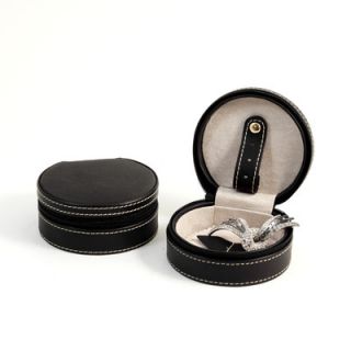 Bey Berk Small Round Jewelry Case in Black Leather