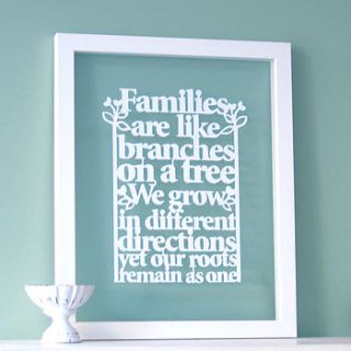 family tree quote papercut wall art by ant design gifts