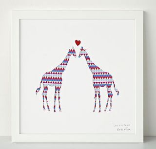 giraffes personalised wedding gift artwork by bertie & jack