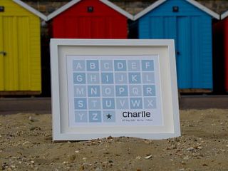 alphabet block baby personalised print by little van goghs
