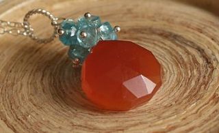 carnelian apatite cluster pendant necklace by prisha jewels