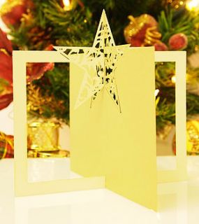 laser cut star christmas card by intricate home