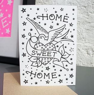 'home sweet home' tattoo diamante card by spdesign