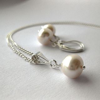 simplicity pearl earrings and necklace by rachel lucie designs