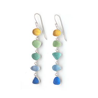 pastel five drop sea glass earrings by tania covo