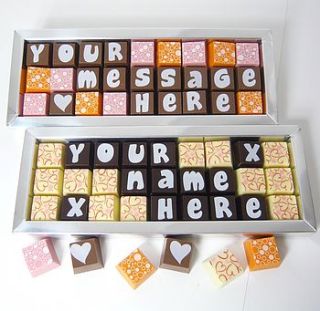 personalised chocolates in medium box by chocolate by cocoapod chocolate