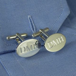 personalised silver oval hinged cufflinks by hersey silversmiths