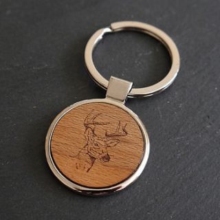 wooden stag head key ring by maria allen boutique